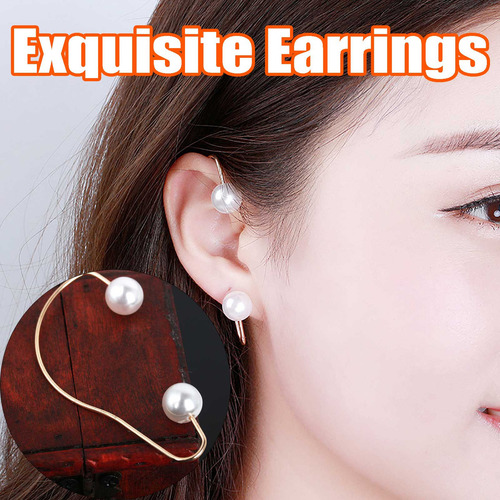 Para Pendientes De Perlas Con Orejas Fijas, Pendientes De