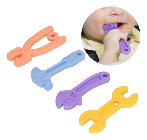 Mordedor De Silicona Para Bebés Y Juguetes, 4 Unidades