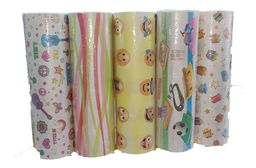 Pack X4 Bobina Rollo Papel Fantasia 40 Cm X 150 Mts