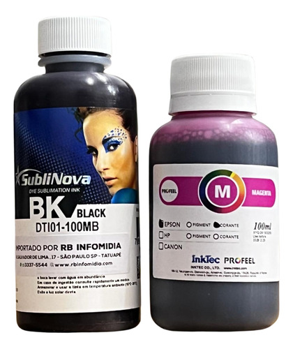 Tinta Sublimatica Inktec 100ml Black + 100ml Magenta E0017