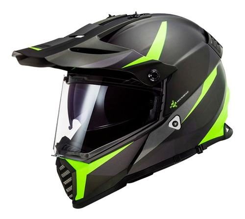 Casco Moto Ls2 Mx436 Pioneer Evo Router Negro Amarillo Matte