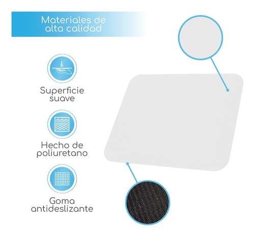 Set De 2 Mouse Pads / Alfombrilla Gamer Ergonomicos Para Ratón Láser O Óptico Color Blanco