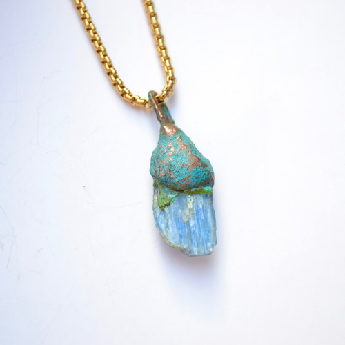 Imagen 8 de 9 de Collar Piedra Cianita, Cadena De Acero Quirurgico, Cod1