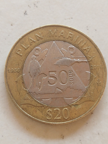 Moneda 20 Pesos Plan Marina 2066_2016 Sin Circular 