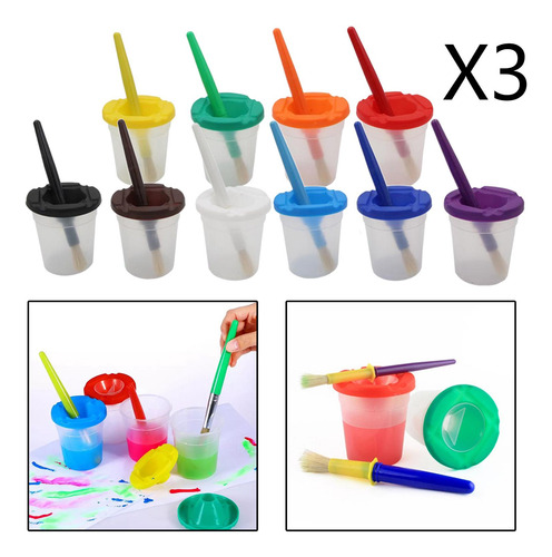 3x Vaso De Agua De Plástico No Derramado, Bote De Pintura Y