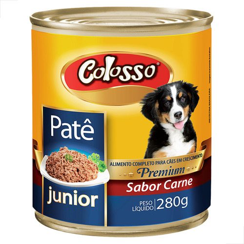 Kit 12 Alim Umido Patê Colosso Lata Cães Filhotes Carne 280g