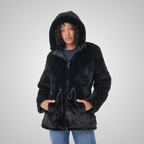 Campera Parka Mujer Con Piel Reversible Abrigada Premium