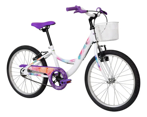 Bicicleta Caloi Ceci Aro 20 Rígida 1 Marcha - Branco/lilás