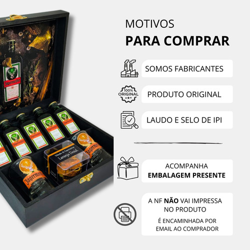 Caixa Kit Jagermeister 5 20ml + Copos + Laranja Citrus Drink