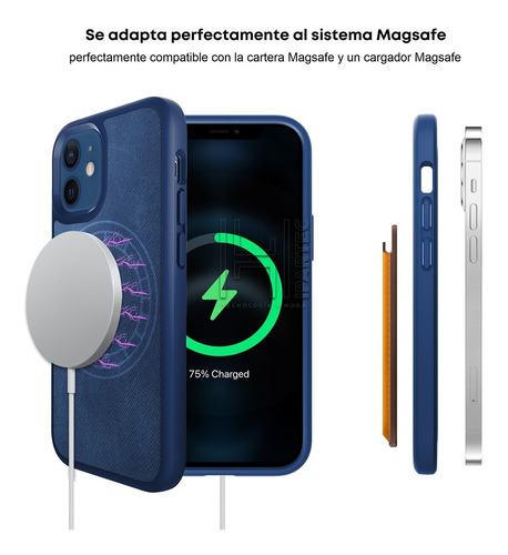 Imagen 2 de 5 de Case Funda Protector Magsafe Leather Cuero Magnetico iPhone