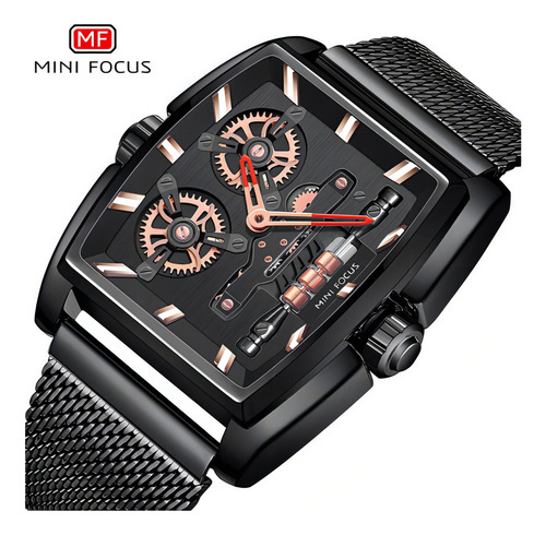 Relojes De Cuarzo Con Cinturón De Malla Impermeable Mini Foc Color De La Correa Negro