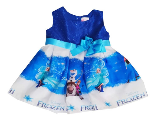 Vestido Para Niñas Con Lazos De Frozen Ana Y Elsa - H