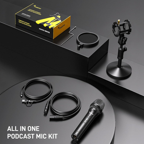 Maono Usb/xlr Podcast Micrófono Dinámico, Kit De Micrófon...