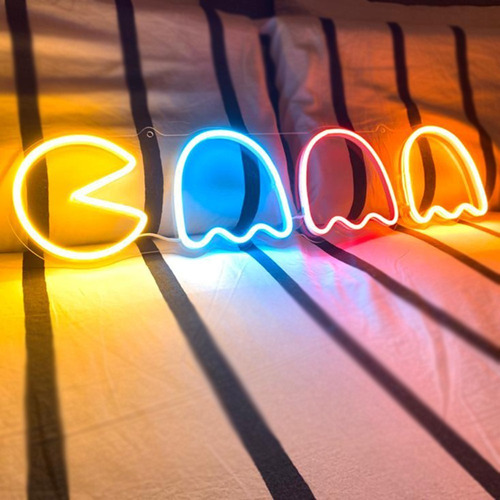 Cartel Neon Led Lampara Luz Pacman App Bluetooth Efectos