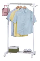 Comprar Perchero Con Barral De Pie Blanco Para Perchas Móvil Comercio Ferias Simple Con Rueditas Y Estante Altura Regulable
