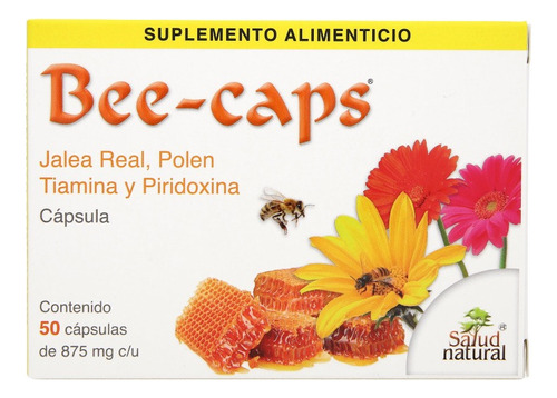 Bee Caps Jalea Real Suplemento Alimenticio 50 Cápsulas 875mg