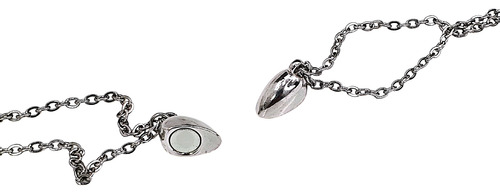 Conjunto De Cadenas Con Corazón Partido Imantado En Acero Plateado