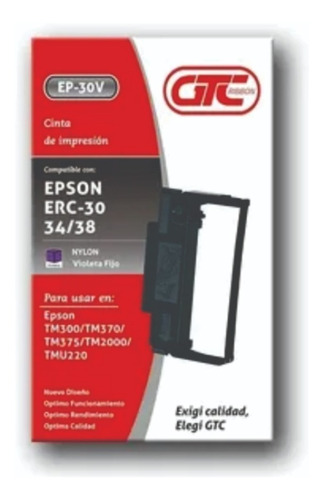 Cinta De Impresión Gtc - Ep-30v Compatible Ep Erc 30/34/38