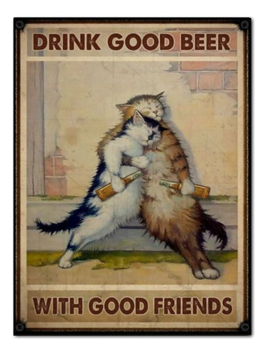 #804 - Cuadro Vintage / Gatos Gato Drink Bar Poster No Chapa