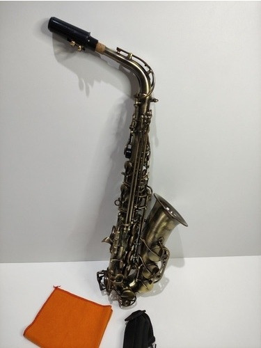 Saxofone Mib Alto Waldman Escovado Dourado Zerado Completo