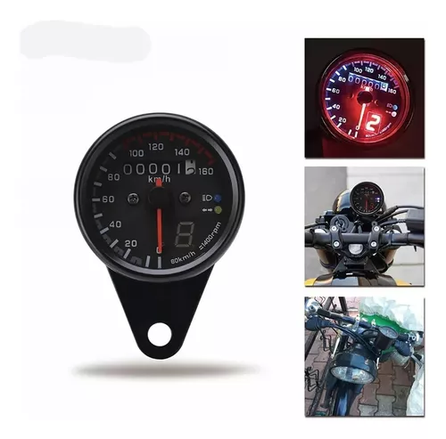 Velocímetro para motocicleta, 2 en 1 DC 12 V 12000 rpm, odómetro LCD para  Yamaha YBR 125