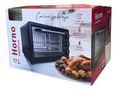 Horno Eléctrico C/control De Temperatura Y Temporizador Negro