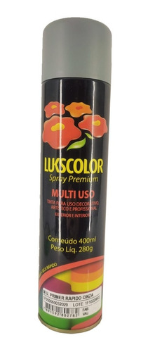 Tinta Spray Primer Rápido Cinza Lukscolor Multi Uso 400ml