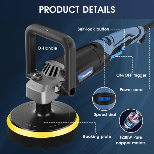 Pulidora De Búfer 1200 W Kit De Pulido Auto 6 7 Pulgadas