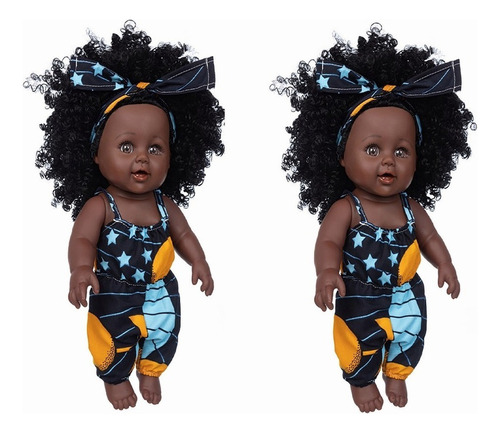 Bebé Africano Negro Lindo Rizado 35cm Vinilo @450