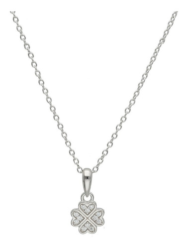 Imagen 1 de 3 de Cadena Y Colgante Trebol De Plata 925 Y Cubic 60070
