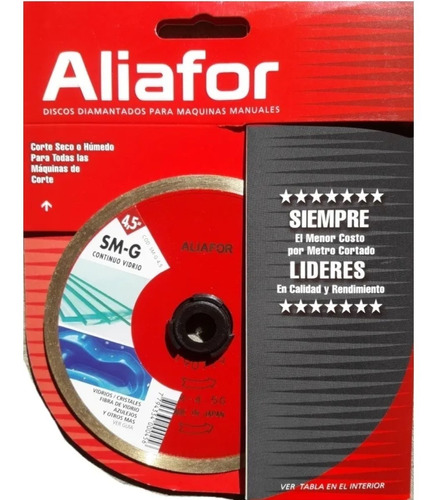 Disco Corte Continuo Para Vidrio Sm-4.5g 115 Mm Aliafor