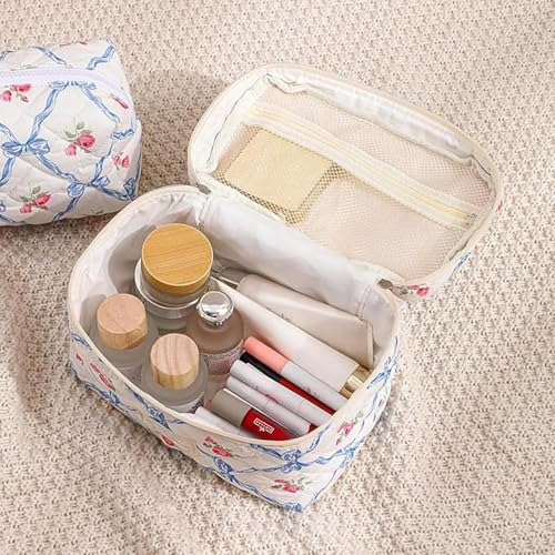 Bolsa De Maquillaje Acolchada Algodón Estética Floral