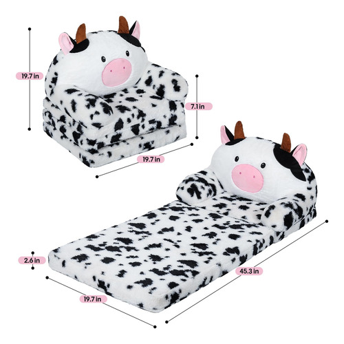 Sofa Plegable 2 En 1 Para Niños Lindo Y Cómodo Vaca