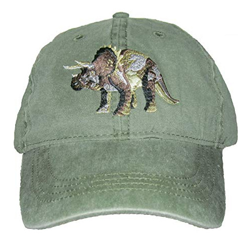 Eco Desgaste Triceratops Bordado Algodón Gorro Dznvc