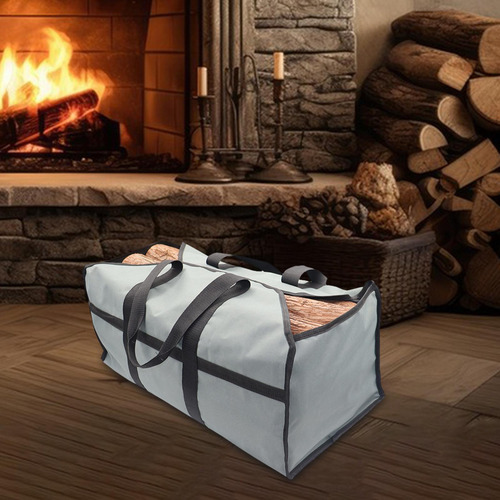 Portador De Leña Para Chimenea, Bolsa Para Troncos De Gris