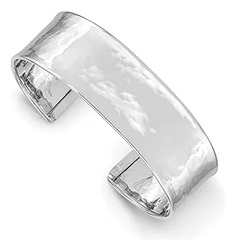Brazalete Martillado En Oro Blanco 14k.