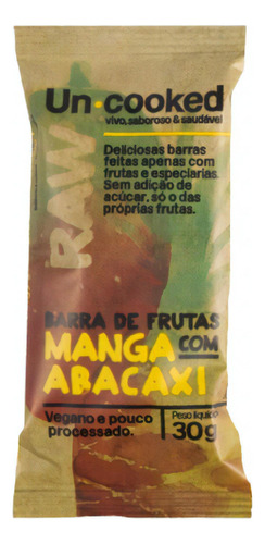 Kit 3x: Barra Manga E Abacaxi S/glúten Vegano Uncooked 30g