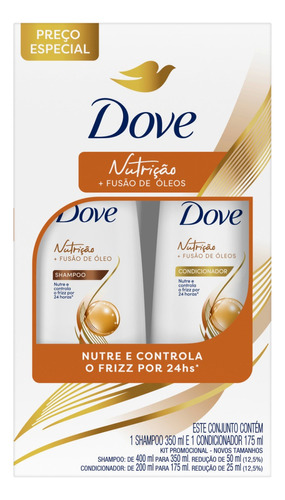  Dove Kit Nutrição +fusão De Óleos Shampoo 350ml E Cond 175ml