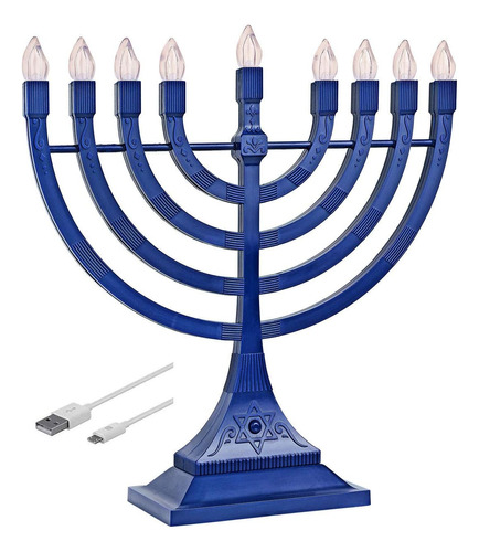 Menorah Electrica De Leds Para Hanukkah - Con Pilas O Por...