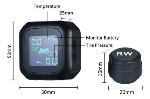 Monitor De Presión De Neumáticos Para Motocicleta A Prueba D
