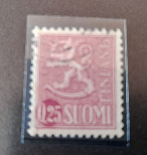 Sello Postal Finlandia -escudo Nacional 1963 Purpura Azulado