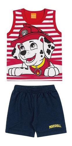 Conjunto Infantil Menino Short Camiseta Patrulha Canina 1ao8