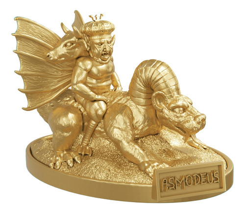 Estátua Imagem Asmodeus - Ars Goetia - Versão 3 Cor Cor Ouro