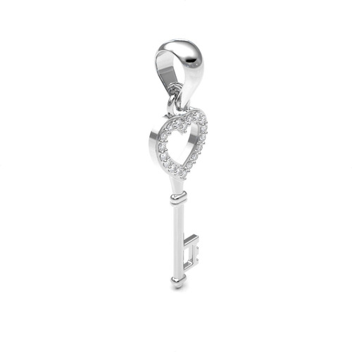 Imagen 2 de 9 de Dije Llave Corazón Circonias De Plata .925 Agálea Joyería