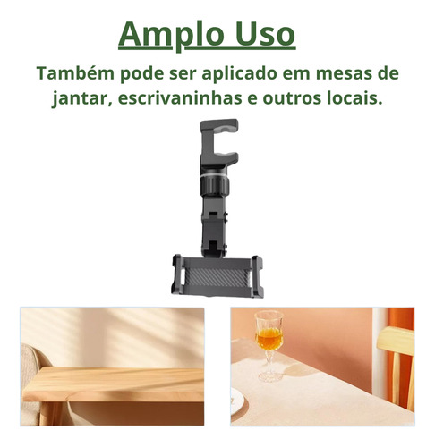 Suporte De Celular Com Clipe Espelho Retrovisor Carro E Mesa Verde