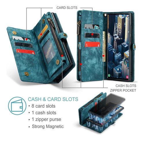 B Funda De Piel Con Tapa For Samsung Galaxy S22 Ultra