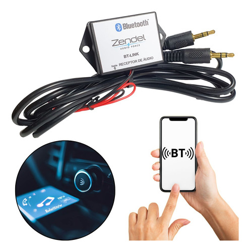 Receptor Áudio Bluetooth Adaptador Bt Link Auxiliar P2 Carro
