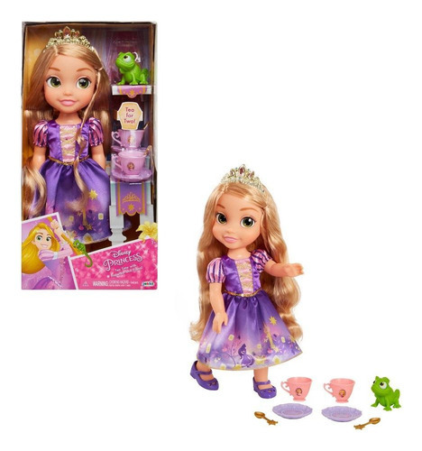 Boneca Disney Rapunzel E Amigo Pascal Hora Cha