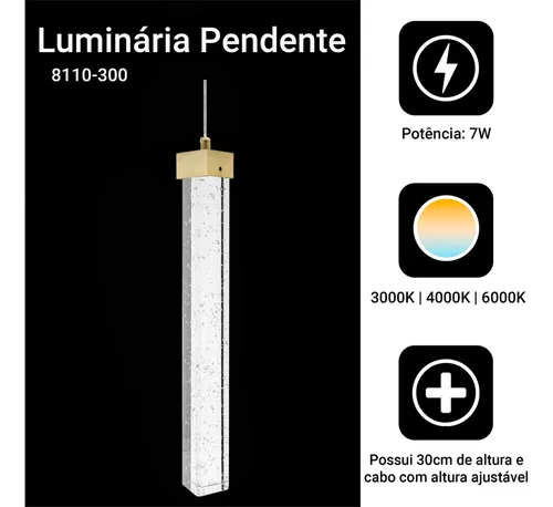 Pendente Empire Rose Gold Cristal 4 Tubos Led 20w 30cm Bivolt