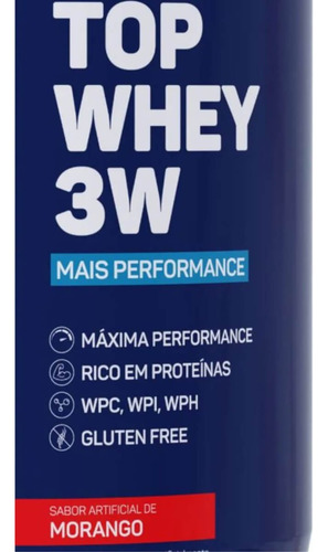 Top Whey 3 W Max Titanium Pote 900g Sabor Morango Sabor Whey Morango